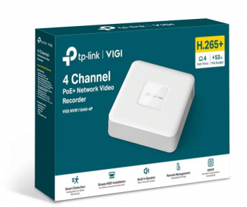 TP-LINK VIGI 4 CHANNEL Network video recorder VIGI NVR1104H-4P latime de banda 80 Mbps 4 canale IP rezolutie pana la 8MP format