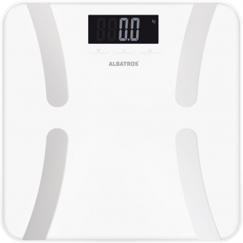 Cantar de baie cu analizator corporal Albastros Harmony 180kg Afisaj LED Alb 