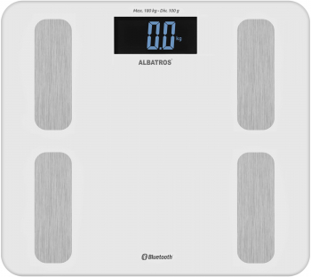 Cantar de baie cu analizator corporal Albastros Smart Fit 180kg Afisaj LED Alb 