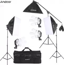 Kit Studio Foto Lumini Profesionale 3 soft box + 12 becuri + accesorii 