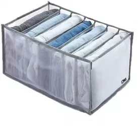 Organizator imbracaminte SIKS 7 compartimente Textil Gri/Alb