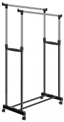 Suport de haine SIKS and reg dublu reglabil mobil cadru metalic inaltime maxima 136cm maxim 30 kg negru