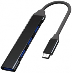 USB tip C portabil 4 in 1 pentru masina multiport compatibil cu dispozitive MacBook Air Huawei Lenovo culoare negru usor de transport