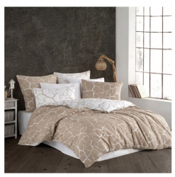 Lenjerie pat dublu Terra Beige Studio Casa 100 Bumbac ranforce Cearceaf pilota 200 x 200 cm Cearceaf pat 220 x 240 cm 2 fete de perna 5 