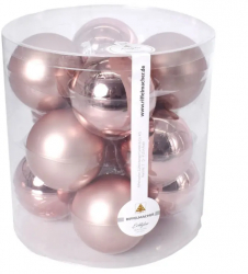 Set 12 globuri de Craciun din sticla 8 cm culoare caramizie 807741 