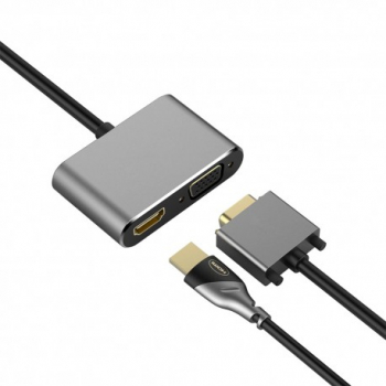 Adaptor multifunctional 2 in 1 USB-C la HDMI Techstar® DJ2IN1 HDMI 4K VGA 1080P 1 x USB 3.0 PD Port Argi 