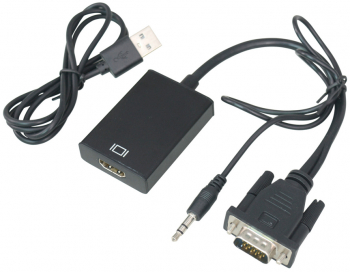 Cablu adaptor VGA tata + JACK 3.5 mm - HDMI mama 0.1m Windows 10 