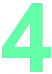 Sticker decorativ Cifre autoadezive Cifra 4 inaltime 15 cm verde fluorescent 