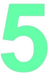 Sticker decorativ Cifre autoadezive Cifra 5 inaltime 15 cm verde fluorescent 