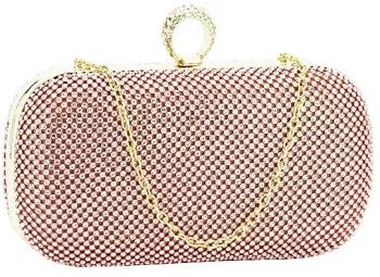 Geanta clutch roz cu pietricele L-1061 05 