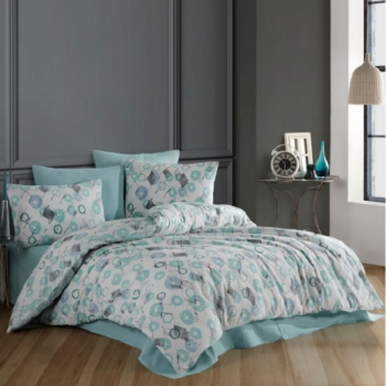Lenjerie pat dublu Bubble Marine Studio Casa Polycotton Cearceaf pilota 180 x 200 cm Cearceaf pat 200 x 220 cm 2 fete de perna 50 x 70 c 