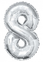 Balon folie Gigant culoare Argintiu inaltime 74 cm - cifra 8 