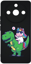 Husa BestCase Comp Cu Realme 11 Pro 5G Dino Rider Unicorn SLIM 1.2MM Microfibra Negru PB 993 