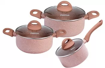 Set de oale Fissman-Latte 6 piese 1 6 / 2 8 / 4 9l aluminiu ecru