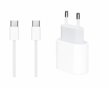Set Incarcator USB-C 20W Fast Charger si Cablu USB-C to C Compatibil cu iPhone 15 / 15plus / 15pro / 15 pro max 2M 