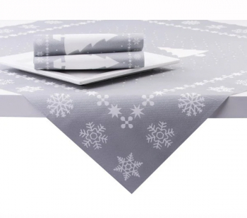 Fata de masa Linclass - White Tree argintiu / 80 x 80 cm / 1 buc 