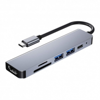 Adaptor Hub Multifunctional 6 In 1 Techstar® ZFZ6IN1A HDMI 4K USB-C 1 X USB 3.0 1 X USB 2.0 Cititor De C 