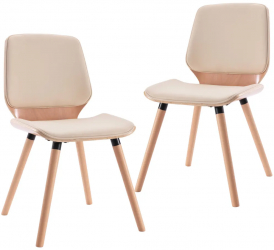 vidaXL Scaune de bucatarie 2 buc. crem piele ecologica 
