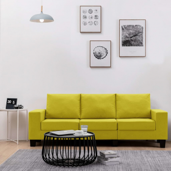 Canapea cu 3 locuri galben material textil 