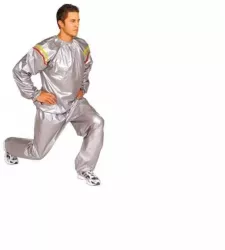 Costum sauna SIKS® unisex premium pentru slabit masura M culoare gri format din 2 parti 