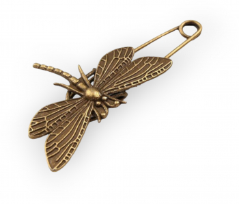 Brosa ac de siguranta Crisalida 3 x 7 cm Libelula Vintage