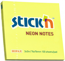 Notes Autoadeziv 76 X 76 Mm 100 File Stickn - Galben Neon 