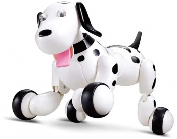 Robot Catel interactiv iUni Smart-Dog telecomanda cu 24 comenzi Alb-Negru 