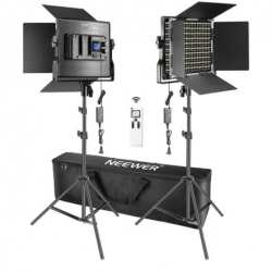 Kit pentru studiouri cu doua Panouri Bicolor 660 LED telecomanda 2 cabluri si adaptoare alimentare doi suporti trepied reglabili 80 -200
