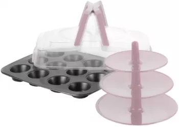 Set preparare si servire briose Ibili otel carbon/polipropilena 37x29 cm negru/mov 