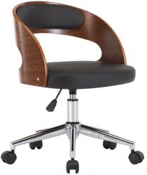 vidaXL Scaun de bucatarie pivotant negru lemn curbat and piele ecologica 