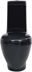 vidaXL Vas WC toaleta baie negru ceramica rotund flux inferior 