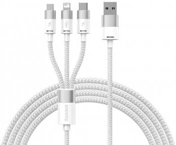 Cablu de date Baseus StarSpeed 3-in-1 Fast Charging 1.2 metri Alb 