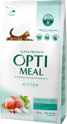Hrana uscata completa Optimeal pentru pisoi juniori - cu Pui 1.5 kg 
