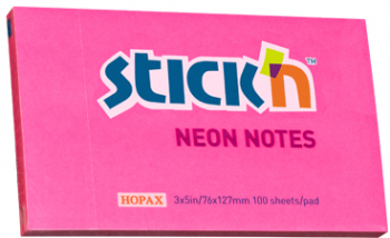 Notes Autoadeziv 76 X 127 Mm 100 File Stickn - Roz Neon 