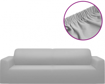 vidaXL Husa elastica pentru canapea cu 3 locuri poliester jerseu gri 