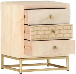 vidaXL Noptiera auriu 40 x 30 x 50 cm lemn masiv de mango 