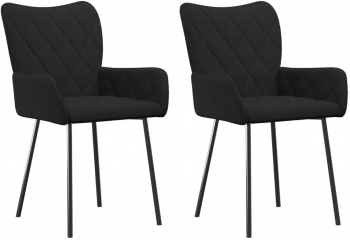 vidaXL Scaune de bucatarie 2 buc. negru textil 