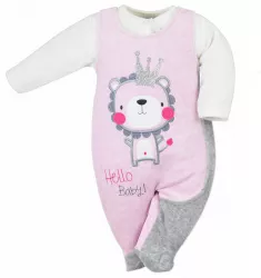 Compleu 2 piese salopeta si bluza pentru fete Koala Hello Baby 05-479RZ-80 Roz 