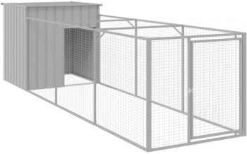 vidaXL Cusca de caine and tarc gri deschis 110x405x110cm otel galvanizat 