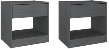 vidaXL Noptiere 2 buc. gri 40x31x40 cm lemn masiv de pin 