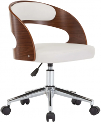 vidaXL Scaun de bucatarie pivotant alb lemn curbat and piele ecologica 