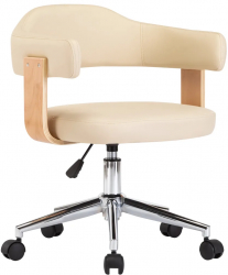 vidaXL Scaun de bucatarie pivotant crem lemn curbat si piele ecologica 