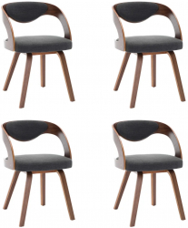 vidaXL Scaune de bucatarie 4 buc gri inchis lemn curbat si textil 
