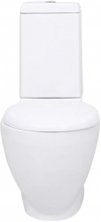 vidaXL Vas WC toaleta de baie alb ceramica rotund flux inferior 