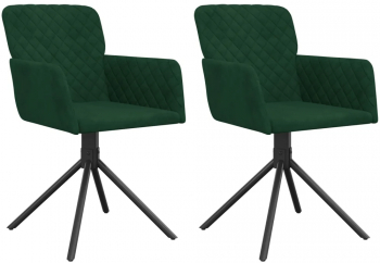 vidaXL Scaune de bucatarie pivotante 2 buc. verde inchis catifea 