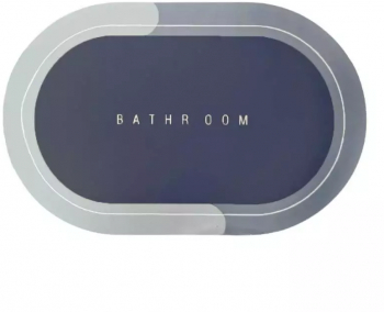 Covor de Baie Antiderapant SIKS Model &bdquo Bathroom&rdquo Oval 86 x 57 cm Albastru 