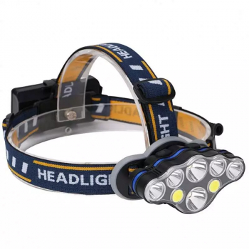 Lanterna frontala SIKS® cu acumulator 8 LED-uri 13.000 lumeni 6 niveluri de luminozitate alba 1 mod intermitent rosu tip SOS 