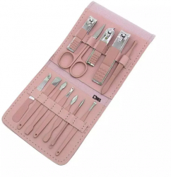 Trusa pentru Manichiura SIKS 12 Ustensile din Otel Inoxidabil Incluse Roz 