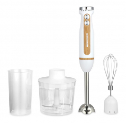 Blender de mana Bestmix HB-DC600WH 600 w viteza variabila+turbo tel din inox lame din inox insertii crom alb 