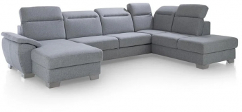 Coltar U Extensibil Cu Lada Dax Dreapta Tetiere Reglabile Gri 365 Cm 